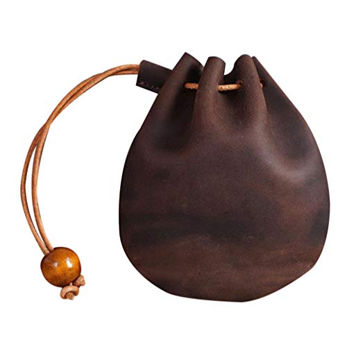 Renaissance Bag s Herren Geldbörse Leder Kordelzug Beutel Münzgeldbörse Mittelalter Stil Leder Münztasche Kleingeld Halter für Männer Frauen (Kaffee) t Münzbörse Münzbörse für Männer, Kaffee, modisch von Toyvian