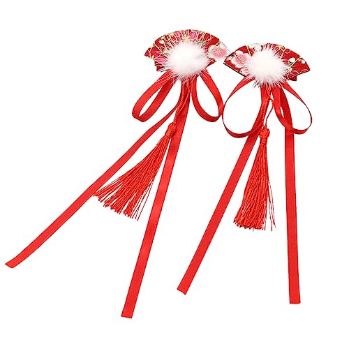 Toyvian 1 Paar Haarnadel für Kinder Retro-Dekor chinesische neujahr haarspangen die chinesen elegant Tiara Haarklammer Kopfschmuck für Frauen Kopfbedeckung für junge Mädchen Tang-Anzug rot von Toyvian