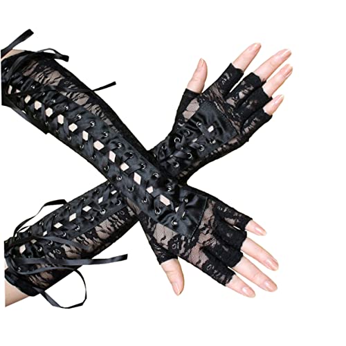 Toyvian 1 Paar Lange Handschuhe Für Damen Exotische Handschuhe Sm-Handschuhe Ballhandschuhe Spitzenhandschuhe Outfit Halbfingerhandschuhe Handschuhe Netzhandschuhe Kleidung Schwarz Miss von Toyvian