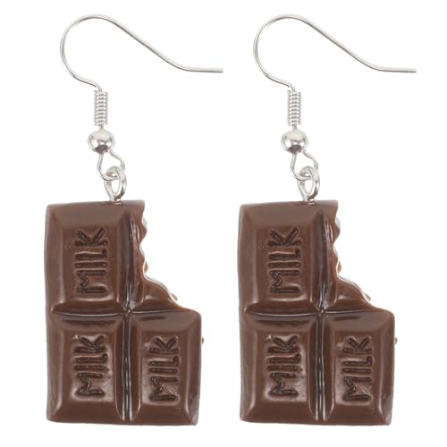 Toyvian 1 Paar Schokoladen-Ohrhänger: Harzohrringe für Frauen – Simulation von Lebensmitteln, einzigartiger Schmuck, zum Valentinstag und Muttertag von Toyvian