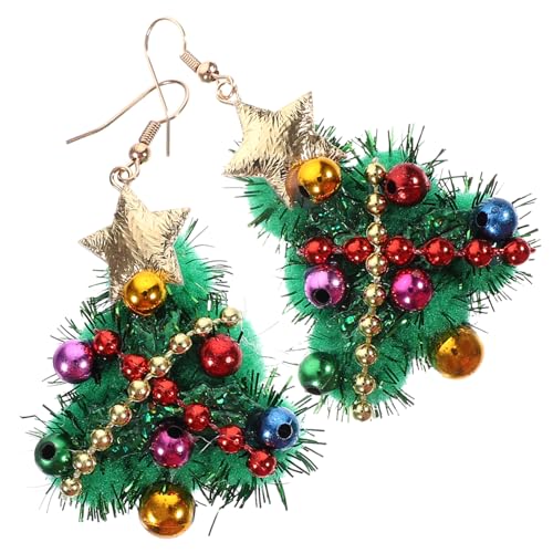 Toyvian 1 Paar Jingle Bell Ohrhänger Weihnachtsschmuck Bunte Ohrringe Für Das Neue Jahr Handgefertigter Weihnachtsbaum-perlenohrringe Bunter Tropfenohrring Mädchen Gefühlt Harz Fräulein von Toyvian