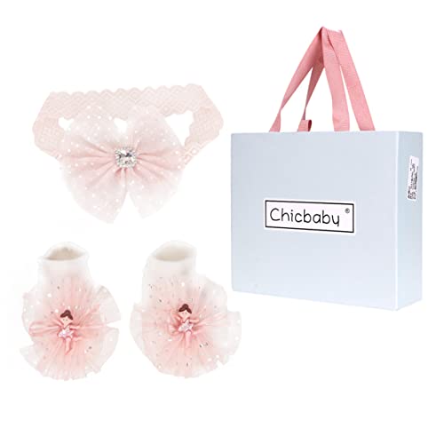 Toyvian 1 Satz Baby-geschenk-set Baby-blumen-haarband Haarbänder Für 1-jähriges Mädchen Gaze Schleife Stirnband Baby Spitzenbabystirnbänder Baby Socken Geschenk Kind Zubehör Krawatte Stoff von Toyvian