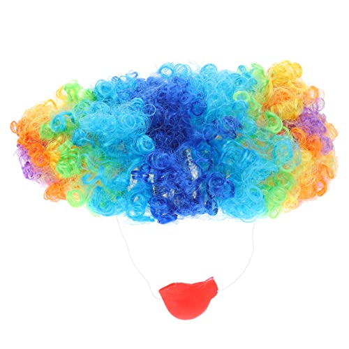 Toyvian 1 Satz Clown-requisiten-set Clown-nasen-stütze Regenbogen-afro-perücke Clown-performance-requisite Flauschige Perücke Cosplay Explosion Perücke Perücken Suite Kleidung Kind Plastik von Toyvian