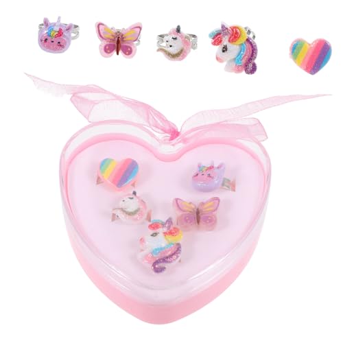 Toyvian 1 Schachtel Einhorn-ring Fingerringe Für Kinder Lustige Kleinkindringe Ringe Für Kleinkinder Kinder Stellen Schmuck Vor Kleine Anziehringe Zubehör Plastik Mädchen Herzförmig von Toyvian