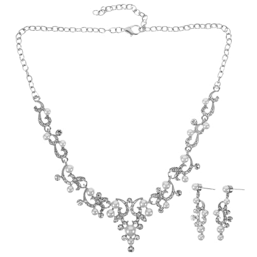 Toyvian 1 Set Hochzeitsschmuckset: Hochzeitskette und Ohrringe – funkelnder Strass-Brautschmuck für Frauen und Abendpartys von Toyvian