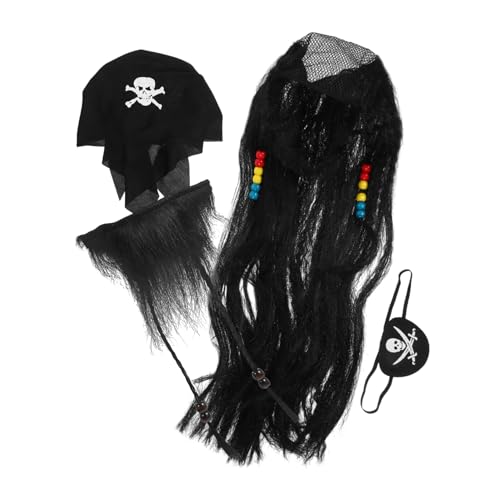 Toyvian 1satz Piraten Kostüm Mit Augenklappe Perücke Und Fake Bart Für Halloween Karneval Und Cosplay Veranstaltungen Realistische Accessoires Für Authentischen Look von Toyvian