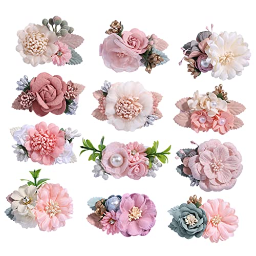 Toyvian 12st Haarnadel Mit Künstlichen Blumen Haarspangen Für Damen Blumenclips Für Das Haar Blumen Für Haare Alligatorhaar Metallklammern Kleinkind Blumenmädchen Stoff von Toyvian