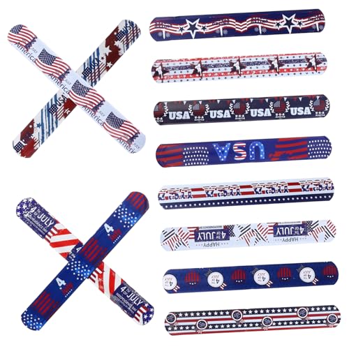 Toyvian 12pcs Pvc Slap Armband Independence Day Party Gefälligkeiten Slap Bands Kinder Slap Armbänder von Toyvian