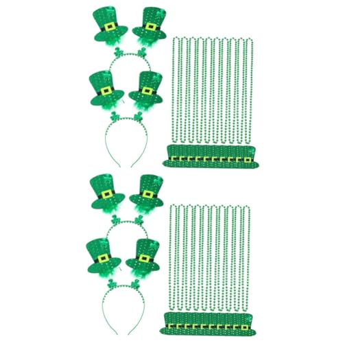 Toyvian 2 Sätze Irische Halskette Grüne Klee-gastgeschenke St. Patrick Schmuck St Patricks Party Favors Dekorationen Kleeblatt-perlenketten Kleeblatt-bopper Kind Kleidung Zubehör Plastik von Toyvian