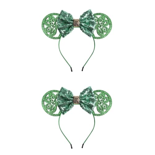 Toyvian 2st St. Patricks Day Stirnband Für Kinder Partydekorationen Haarreifen Für Cosplay Kleeblatt-stirnband Schleifenklee-stirnband Glitzernder Kleekopfschmuck Pailletten Schal Baby von Toyvian