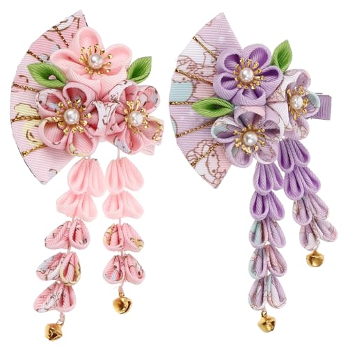 Toyvian 2stücke Haarspangen Im Japanischen Stil Blumen-haarnadeln Mit Quaste Haarschmuck Für Frauen Haar-accessoires Für Styling von Toyvian