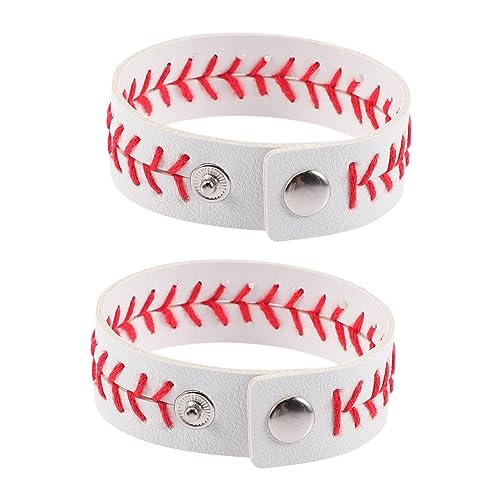 Toyvian 2stücke Geflochtenes Lederarmband Mit Druckknopf Für Herren Baseball-sport-armband Lederarmband Für Männer Zu Tragen Modisch Und Stilvoll von Toyvian