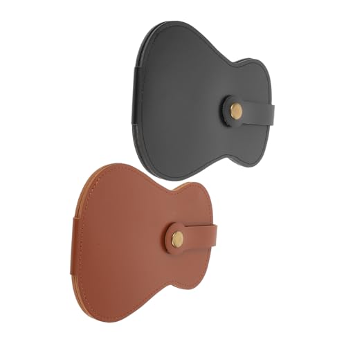 Toyvian 2 Stück PU Leder Pick Holder mit Fächern Kompakte Gitarrenplektren Aufbewahrungstasche Vielseitiger Pick Organizer für Ukulele Gitarre in Schwarz und Braun von Toyvian