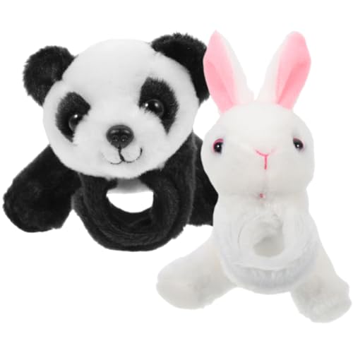 Toyvian 2stücke Slap Armbänder Mit Tiermotiven Kuschelige Slap-bänder Für Mitgebsel Für Geburtstagsfeiern Und Deko Im Dschungelthema Weißer Hase Panda von Toyvian