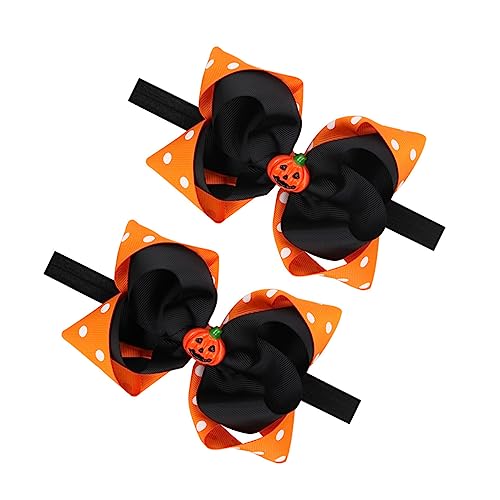 Toyvian 2st Stirnband Halloween Schleife Stirnbänder Baby Halloween Geknotetes Headwrap-baby Halloween Baby Mädchen Bowknot Stirnbänder Elastische Kordel Neugeboren Kürbis Krawatte von Toyvian