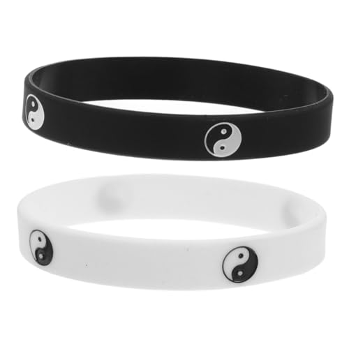 Toyvian 2 Stück Tai Chi Silikon Sportarmbänder Street Dance Stil Weiche Passform Rutschfest Partnerarmbänder für Damen und Herren Trendige Feng Shui Accessoires von Toyvian