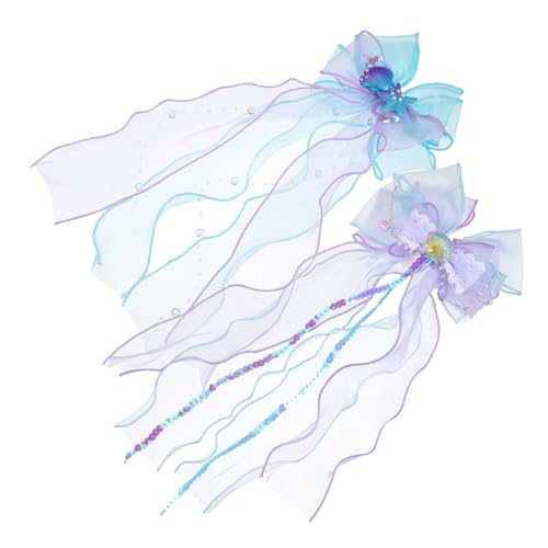 Toyvian 2 Stück Teiliges Meerjungfrau Haarspangen für Mädchen Frauen Bowknot Haarklammern mit Muschel und Seestern Design Halt Vielseitig für Party und Alltag Geeignet von Toyvian