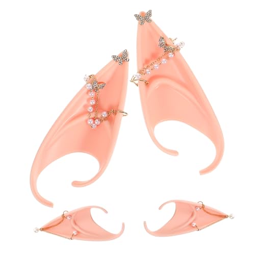 Toyvian 2 Stück Teiliges Perlen ohrringe mit Schmetterlings design Elegante Cosplay Elfenohren Ohrstecker für Damen Stilvolle Accessoires für Halloween Party Hochzeit und Fasching von Toyvian