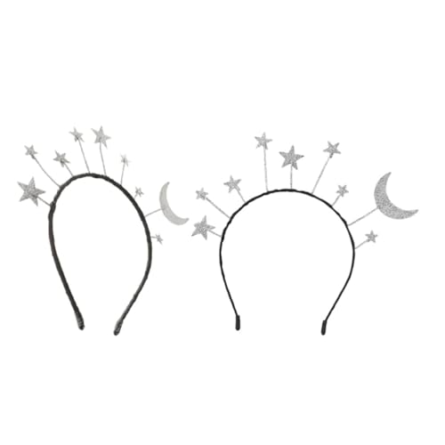 Toyvian 2 Stück Teiliges Stern Mond Haarband aus Glänzendem Metall Leichtes Party Stirnband mit Glitzerndem Design Bequemer Haarschmuck für Damen und Mädchen für Geburtstagsfeiern und von Toyvian