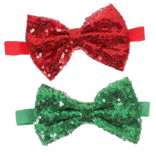 Toyvian 2 Stück Weihnachtliches Haarband Teilig Rot Grün mit Schleife Stirnband für Neugeborene Mädchen Festliche Kopfbedeckung für Party Feiertage und Feierlichkeiten von Toyvian