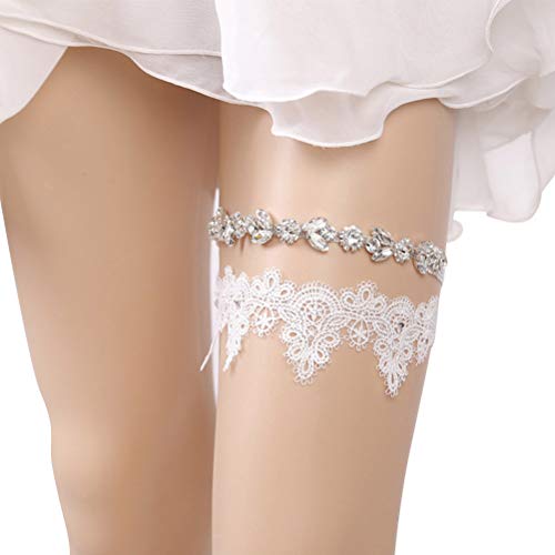 Toyvian 2 stücke Hochzeit Braut Strumpfband für Braut Strass kristall strumpfgürtel Set fuß dekor (weiß) von Toyvian