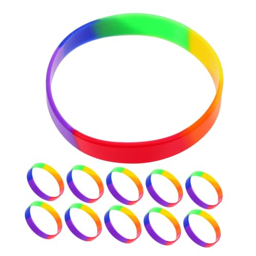 Toyvian 20Stücke Regenbogen Silikonarmbänder für Lgbt Events Gummiarmbänder für Erwachsene für Pride Month und Partys Universeller Passform von Toyvian