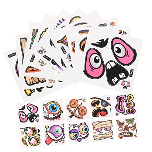 Toyvian 20blätter Halloween Aufkleber Lustige Dekoration Für Halloween Partys Büro Und Zuhause Wiederverwendbare Gruselige Gesichtsausdrücke Für Erwachsene von Toyvian