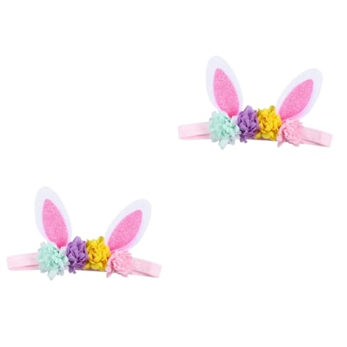 Toyvian 2St Elastische Bänder für Säuglingskaninchenohren Frühlings-Ostern-Haarband Stirnband kopfschmuck Tiara baby haarband Neugeborenes Kopfbedeckung Lipgloss Hase Rosa von Toyvian