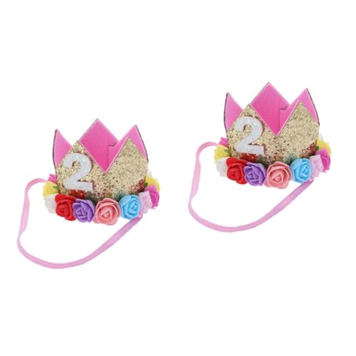 Toyvian 2st Baby-geburtstags-tiara-hut Partyhüte Für Den Babygeburtstag Prinzessin Geburtstag Hut 2. Stirnbänder Hut Zum Ersten Geburtstag Der Kinder Kleinkind Haarkrone Mädchen von Toyvian