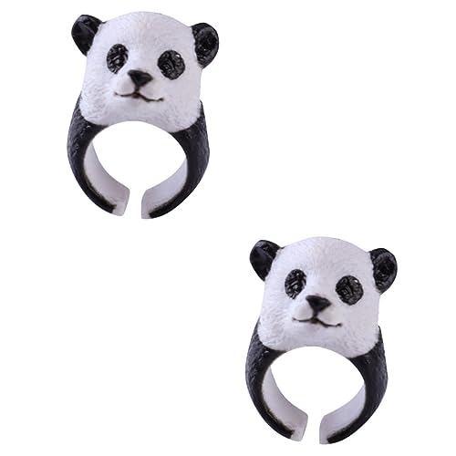 Toyvian 2St tierische Ringe personalisierte Geschenke Deckenmedaillons Cartoon-Ringe Fingerschmuck freundschaftsringe Persönlichkeitsring tierischer Fingerring Modellieren Zubehör Panda 3d von Toyvian