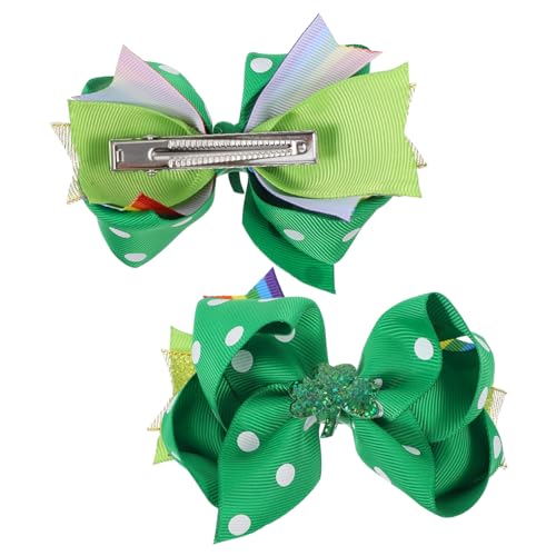 Toyvian 2St vierblättriges Kleeblatt Haarnadel cute hair clips st patricks day haarschmuck geschenkband Europäisch und amerikanisch Yingschi Festival-Zubehör Kopfbedeckung Kind Polyester von Toyvian