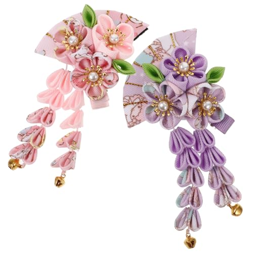 Toyvian 2st Kimono-haarnadel Haarzubehör Quaste Haarnadel Fächer-haarspange Haarspangen Für Damen Luxus Haarschmuck Für Frauen Braut Haarspangen Haarschmuck Im Japanischen Stil Stoff von Toyvian