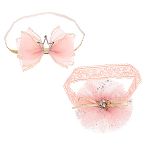 Toyvian 2st Krone Haarschmuck Stirnband Säugling Baby-foto-haarband Baby Mädchen Kopf Wickelt Neugeborenes Foto-stirnband Babyhaar Polyester Koreanische Version Kleinkind Kopfbedeckung von Toyvian