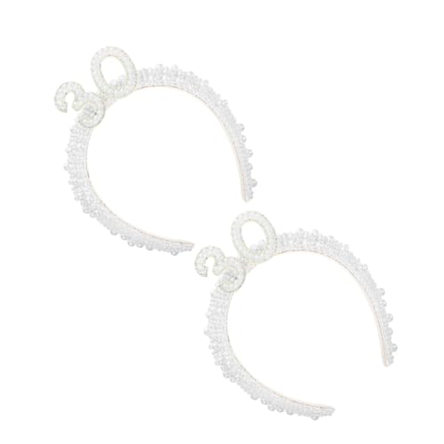 Toyvian 2st Perlenstirnband Alles Zum Geburtstag Stirnband Haarschmuck Zum Geburtstag Party Haarband Geburtstag Kopfschmuck Party-kopfschmuck Haardekoration Aluminiumlegierung Weiß von Toyvian