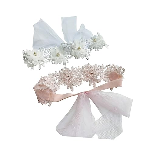 Toyvian 2st Spitzenstirnband Blumenkopfschmuck Für Säuglinge Geblümtes Haarband Für Babys Neugeborenes Schleifenhaarband Glitzer Stirnbänder Säuglingsblume Perle Schleier Blitz Weiß Kind von Toyvian