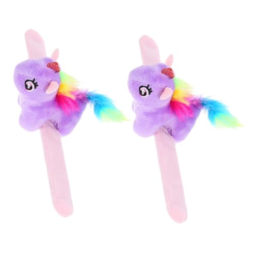 Toyvian 2st Umarme Den Ring Einhorn-handgelenksarmbänder Gefüllte Armbänder Stofftier-slap-bands Süßes Einhorn-hugger-slap-armbänder Kuscheltier-klapparmband Plüsch Kind Drucken Puppe von Toyvian