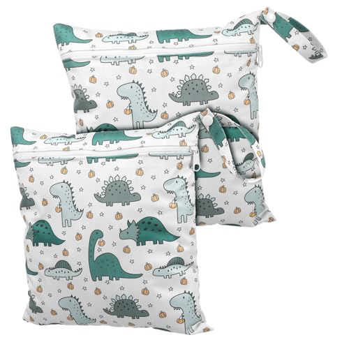 Toyvian 2stücke Cartoon Windeltaschen Für Junge Mädchen Wiederverwendbare Nassbeutel Mit Reißverschluss Für Wickeltasche Schwimmausrüstung Und Reisen Niedliche Dinosaurier-Designs von Toyvian