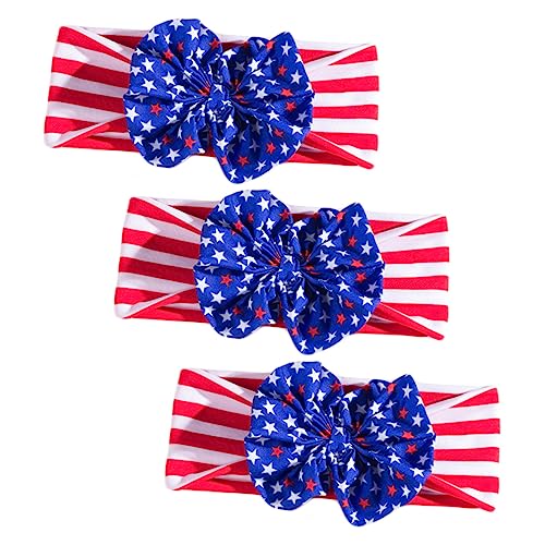 Toyvian 3st Baby-kopfbedeckung Juli Pferdeschwanzhalter Neugeborene Bowknot Kopfbedeckung Amerikanisch Blumen-baby-stirnband Patriotische Verbeugungen Us Flagge Partybedarf Haar Kind Stoff von Toyvian