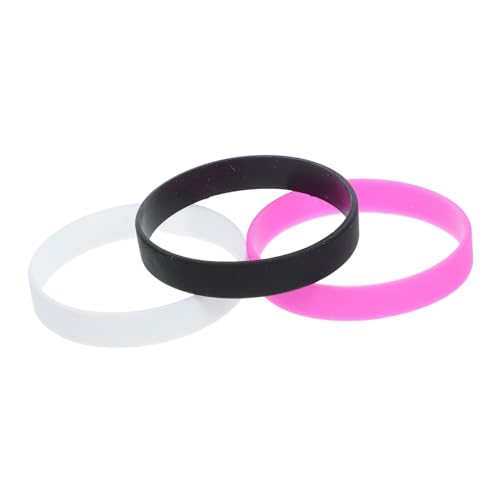 Toyvian 3 Stück Dehnbare Silikon armbänder für Damen und Herren Elastische Sport wristbands in Weiß Schwarz und Rosarot Flexibel und Robust für Partys Events und Täglichen Outdoor einsatz von Toyvian