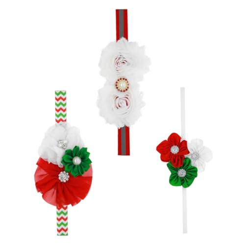 Toyvian 3 Stück Haarbänder Blumen Stirnbänder für Neugeborene Mädchen Elastische Weiche Kopfbedeckung Bequeme Babyhaarschmuck für Weihnachten Party Fotoshooting von Toyvian