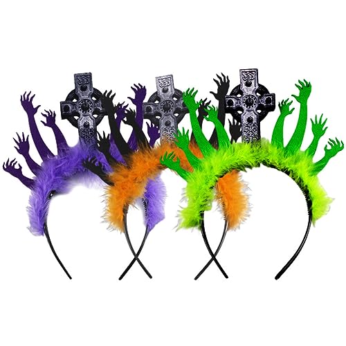 Toyvian 3st Stirnbänder Für Halloween Halloween-kopfschmuck Halloween-haarreifen Totenkopf-cosplay-kopfschmuck Halloween-haarbänder Grabstein Haarband Kleidung Plastik Abschlussball von Toyvian