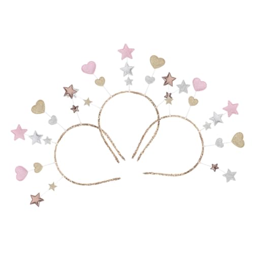 Toyvian 3 Stück Teiliges Herz Haarband mit Glitzerstern für Partys Einzigartige Haaraccessoires für Feiern Geburtstage und Hochzeiten aus Weichem Material für Angenehmen Tragekomfort von Toyvian