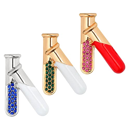 Toyvian 3 Stück Teiliges Strass Reagenzglas Broschen Anstecknadeln Mode Schmuck für Kleidung Taschen Dekoration Bunte Chemische Labor Testrohr Abzeichen für Damen von Toyvian