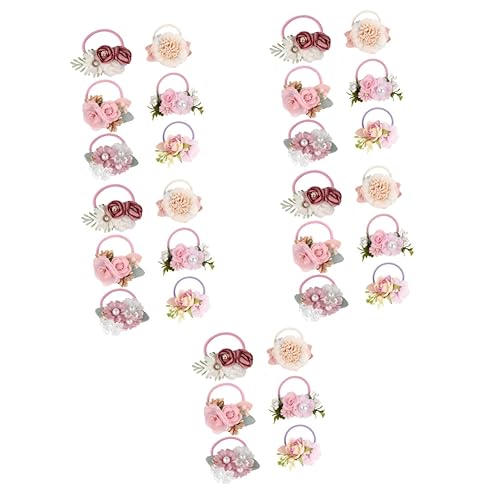 Toyvian 30 Stk Blumenstirnband Für Kinder Haargummis Für Kleine Mädchen Baby Mädchen Haare Haar Gummibänder Florale Haaraccessoires Kleinkind Rosa Farbe Stoff Weihnachtsblume von Toyvian