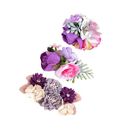 Toyvian 3St Haarnadel Hochzeitskopfschmuck für die Braut Blumen Zubehör Haarspangen Haarklammer haarschmuck Tiara gefälschter Blumenkopfschmuck Kopfschmuck für Kinder Wenig frisch Violett von Toyvian