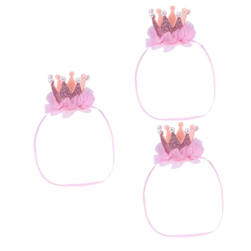 Toyvian 3st Elastisches Haarband -haargummi -mädchen-stirnband Haarbänder Haarschmuck Für Mädchen Haargummis Für Mädchen Neugeborenes Stirnband -turban Kopfbedeckung Krone Rosa von Toyvian