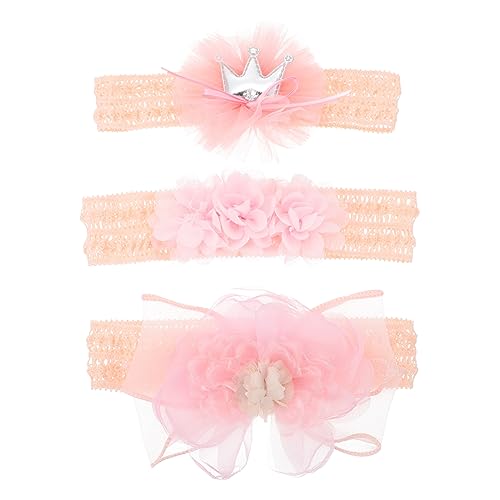 Toyvian 3stücke Spitze Bogen Haarbänder Crown Decor Für Infant Rosa Elastisch Angenehm Zu Tragen Dehnbar Kopfbedeckung Für Kleinkinder Neugeborene Jungen Mädchen von Toyvian
