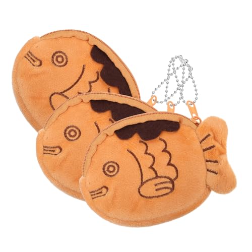 Toyvian 3st Snapper-geldbörse Lanyard-geldbörse Brieftasche Mit Halter Kette Die Einkaufstasche Ridge Brieftasche Tablett Bote Banktasche Plüsch Geldbeutel Jo Brown Flanell von Toyvian
