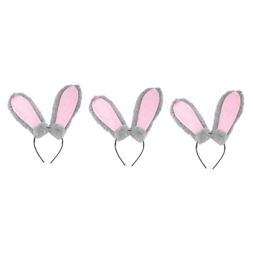 Toyvian 3st Stirnband Hasenohren Kopfbedeckung Mit Hasenohren Kopfbedeckung Für Die Osterparty Kaninchen-cosplay-stütze Ostern Haarschmuck Kaninchen-cosplay-stirnband Plastik Grey von Toyvian
