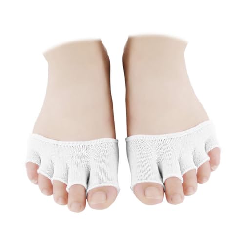Toyvian 4 Paar Damen Baumwoll Five Toe Halbsohlen mit Peep Toe Design Atmungsaktiv Rutschfest Vorfußpolster Für Yoga Fitness Weiß von Toyvian